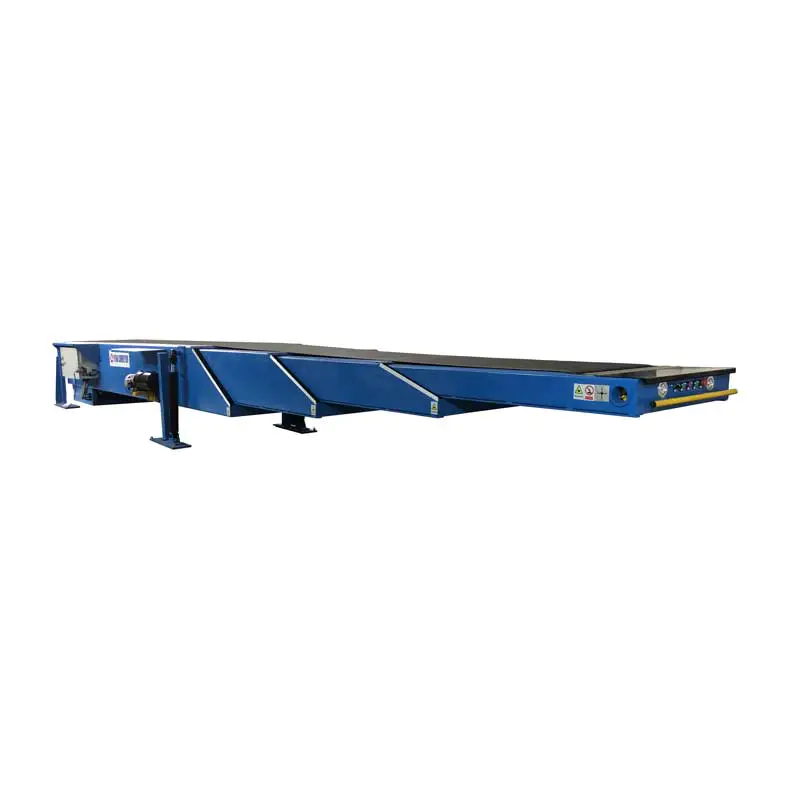 Telescopic conveyor belt for container loading unloading
