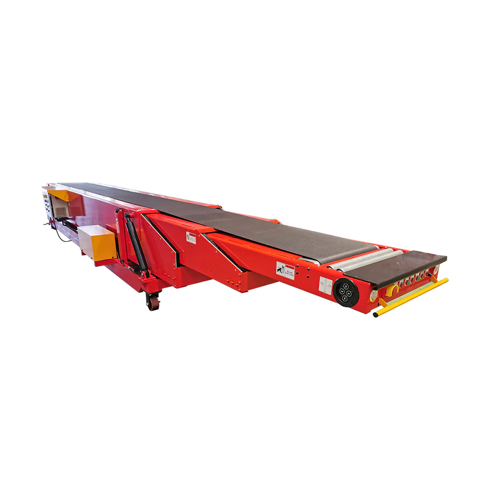 Telescopic boom conveyor belt system truck loading conveyor