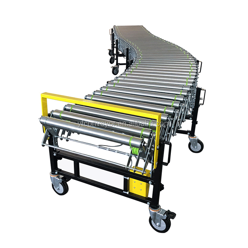 Flexible Powered Extendable Retractable Roller Conveyor