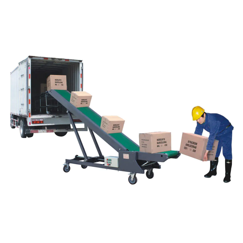 Vertical loading unloading belt conveyor for port mobile truck loading conveyor