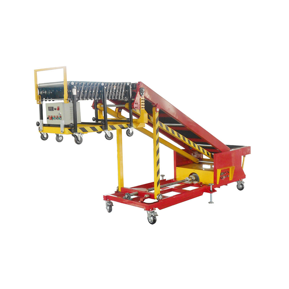Automatic trailer van truck container loading and unloading conveyor