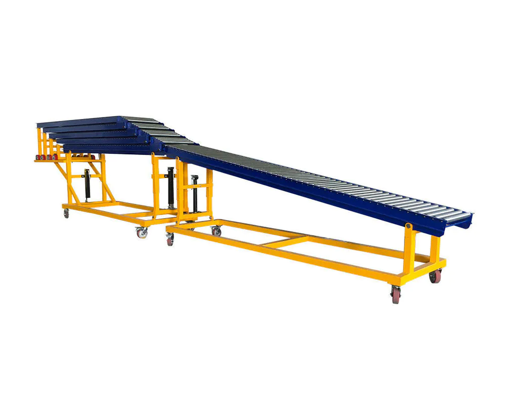 Robust adjustable height Telescopic Gravity Roller Conveyor for Unloading Containers