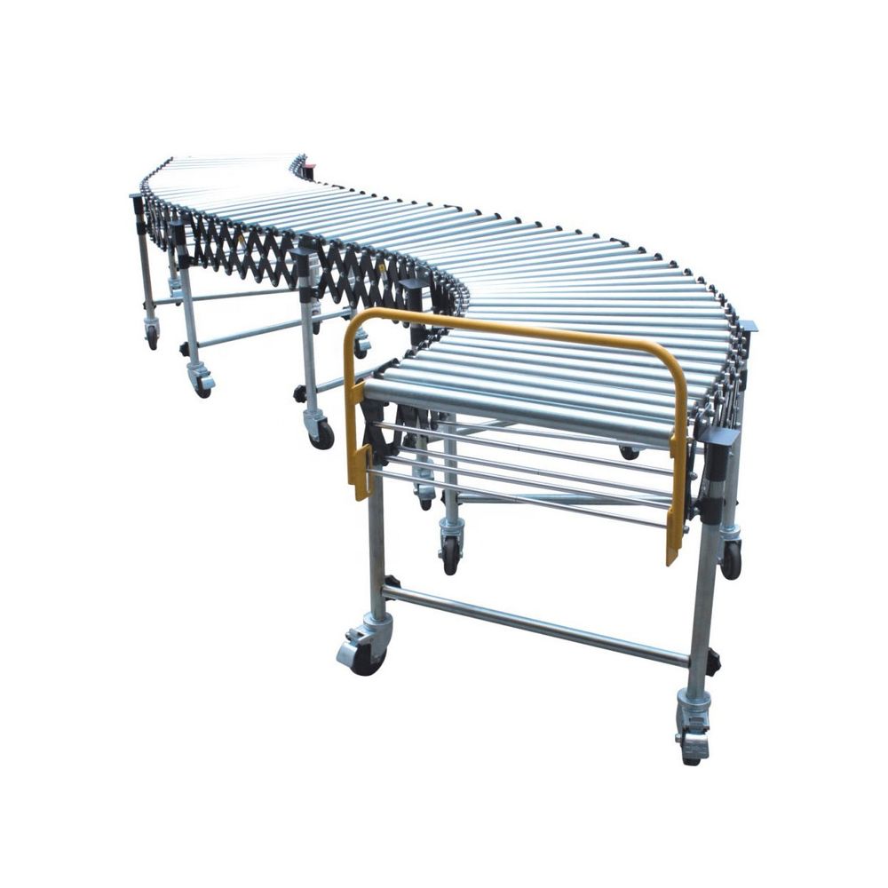 Gravity flexible expandable extendable zinc-plated roller conveyor