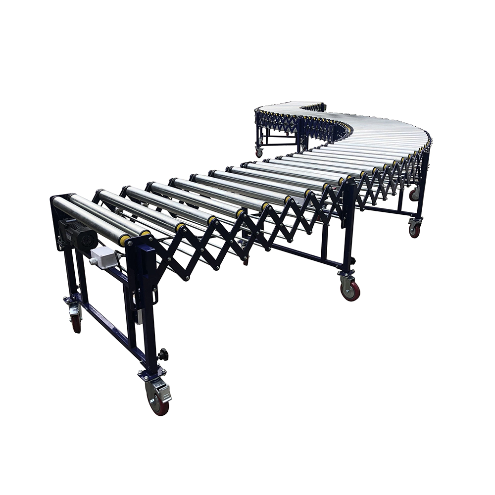 High quality customized adjustable speed powered roller conveyor for rice flour bags