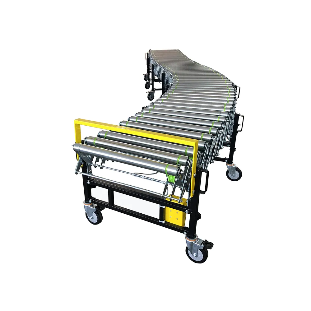 Motorised expandable roller conveyor table for conveying drums,cartons,drums and fibre sacks