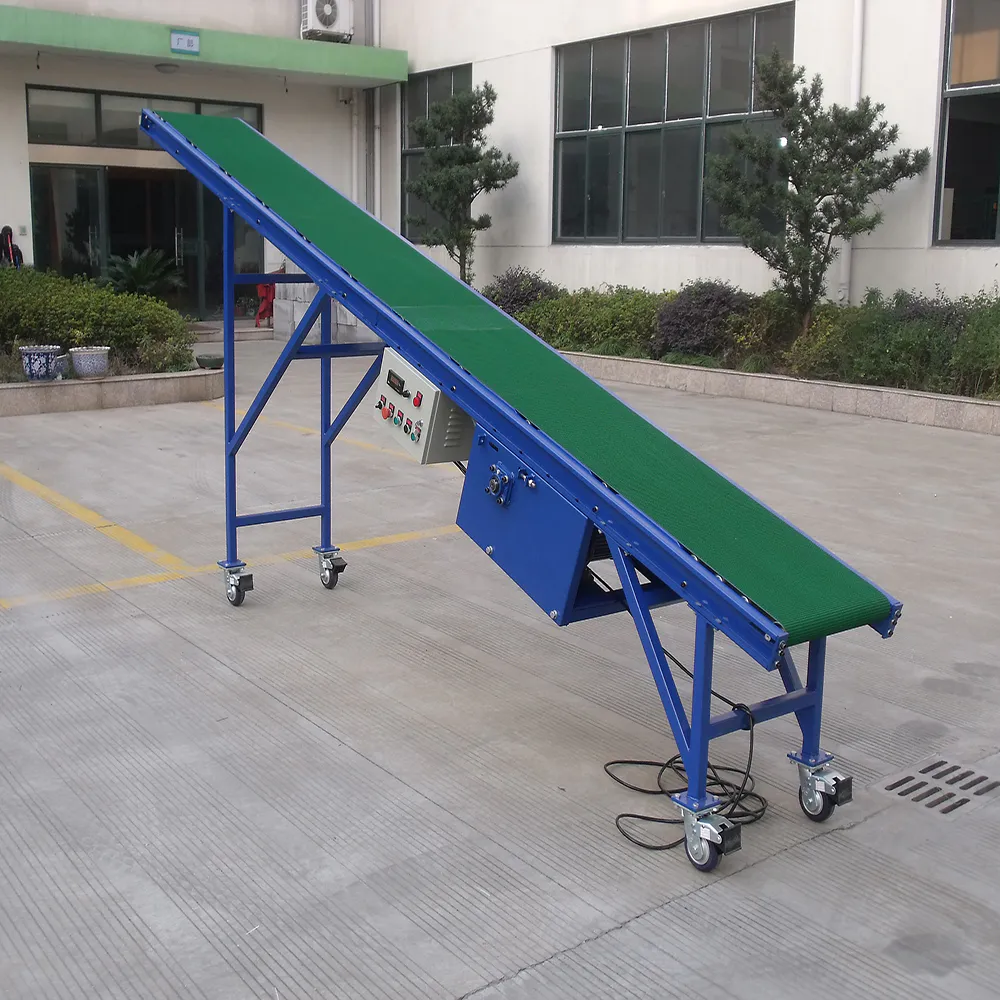 Incline conveyor belt conveyor system for loading unloading trucks