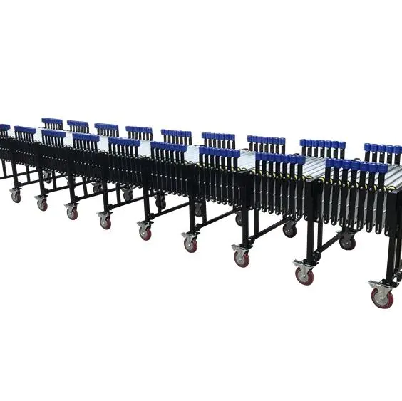 portable expandable gravity roller conveyor with side guide wheels