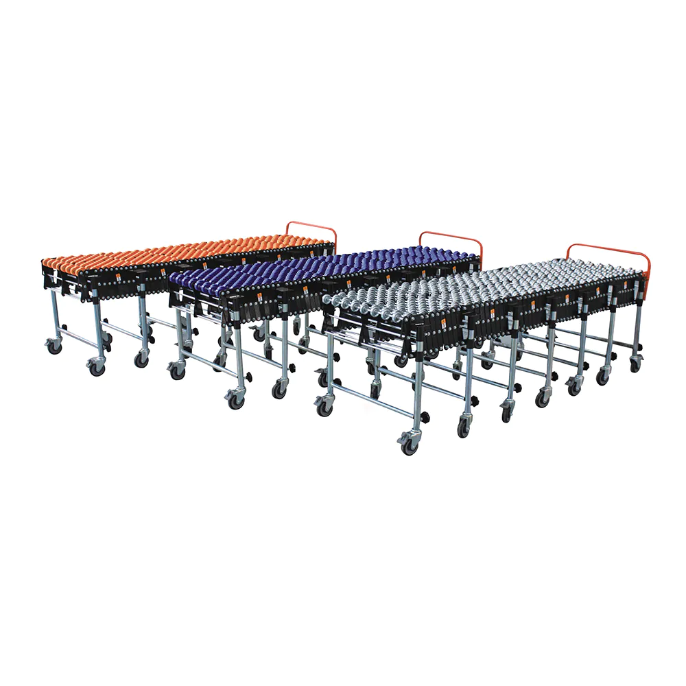 Flexible expandable roller conveyor,gravity skate wheel conveyor