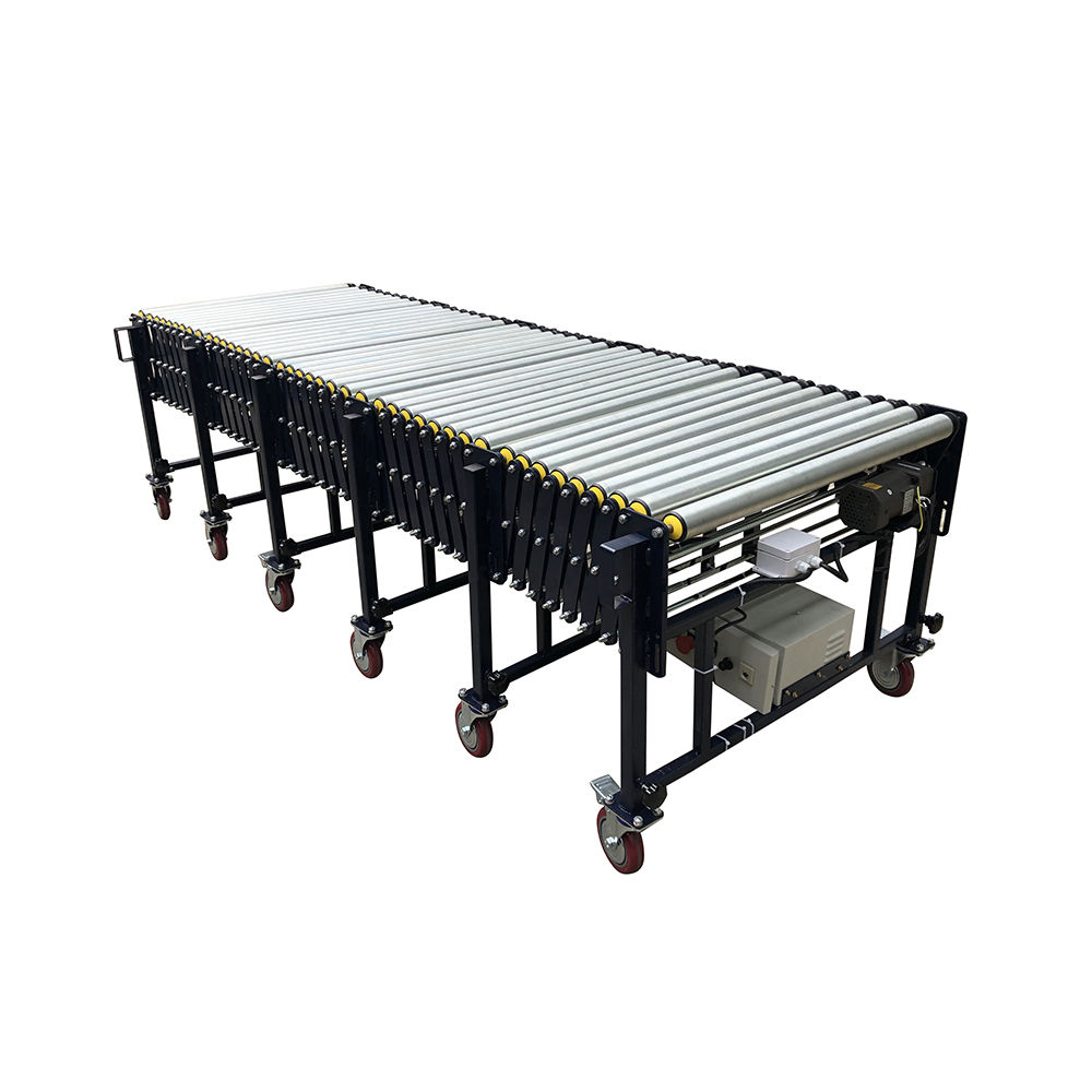 New type powered conveyor flexible roller power for loading and unloading heavy boxes