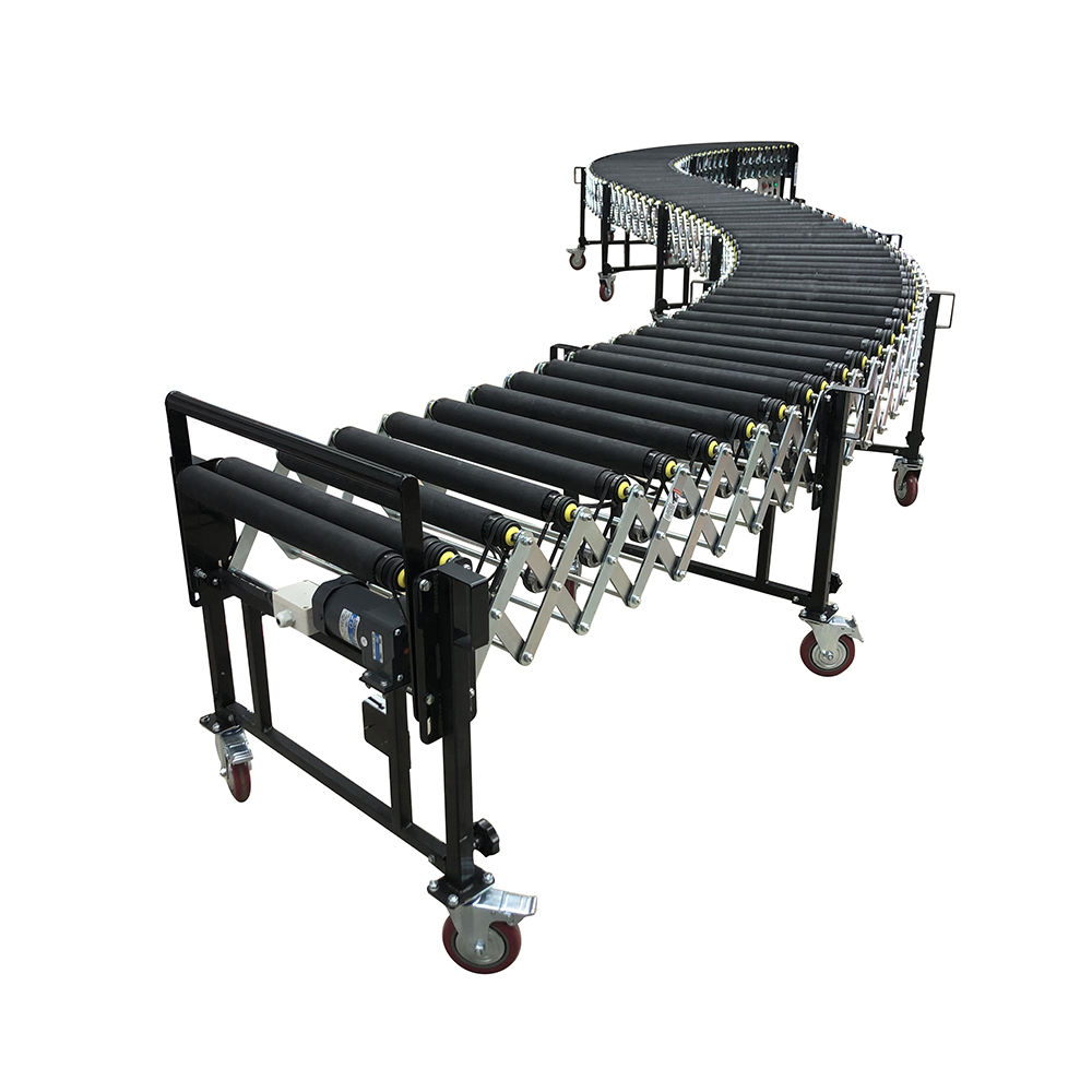 Telescopic electric roller loading conveyor table portable rubber roller conveyor