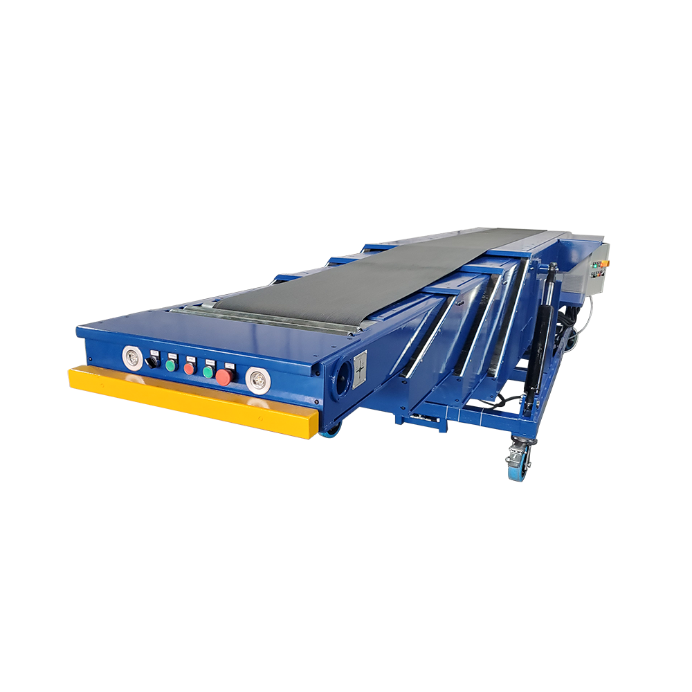 Adjustable portable truck loading and unloading non-slip rubber belt conveyor system