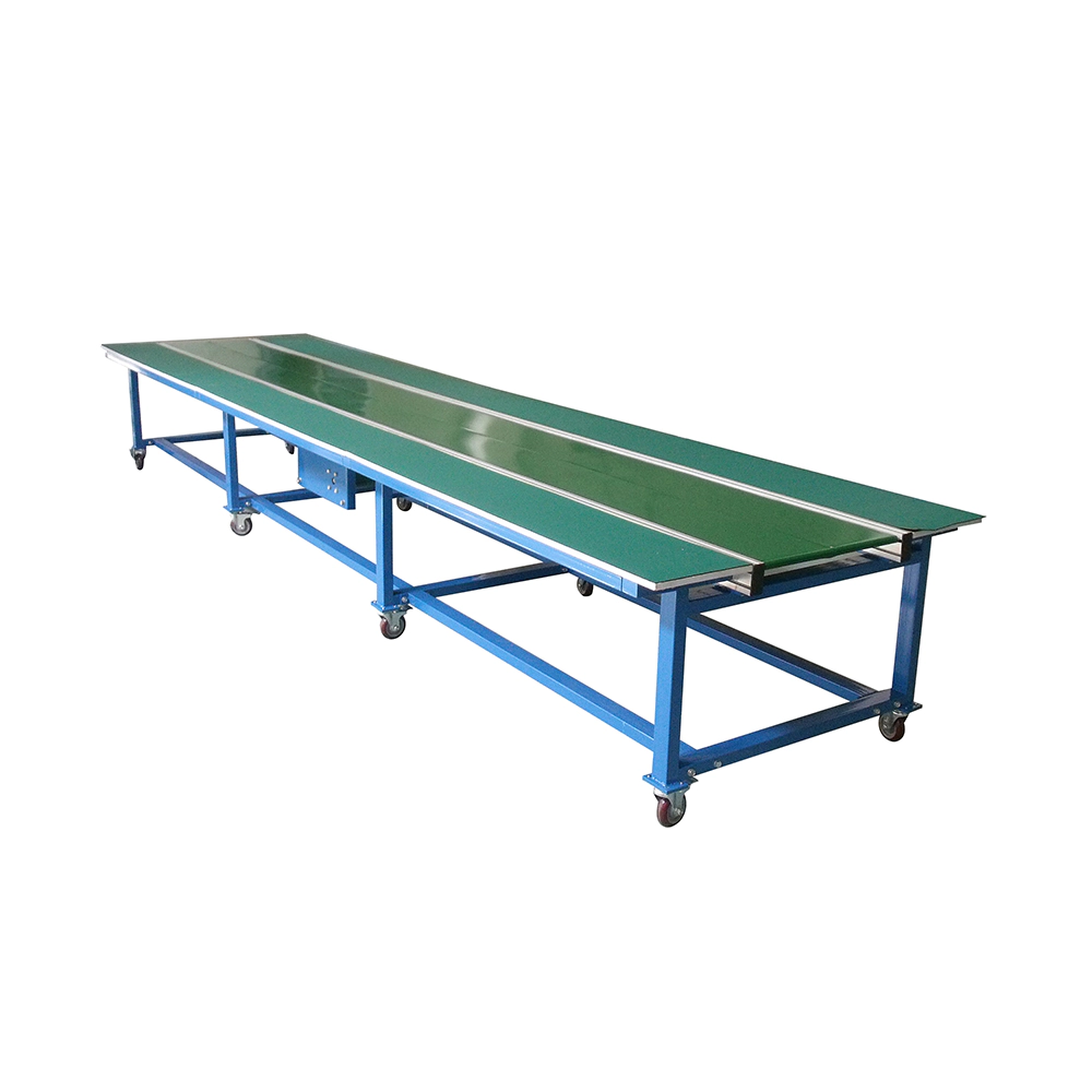 Warehouse PVC belt conveyor with two side working tables