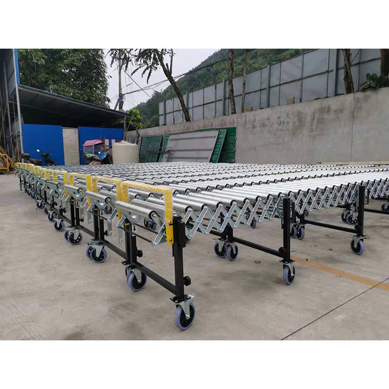 Movable straight flexible gravity roller conveyor production line