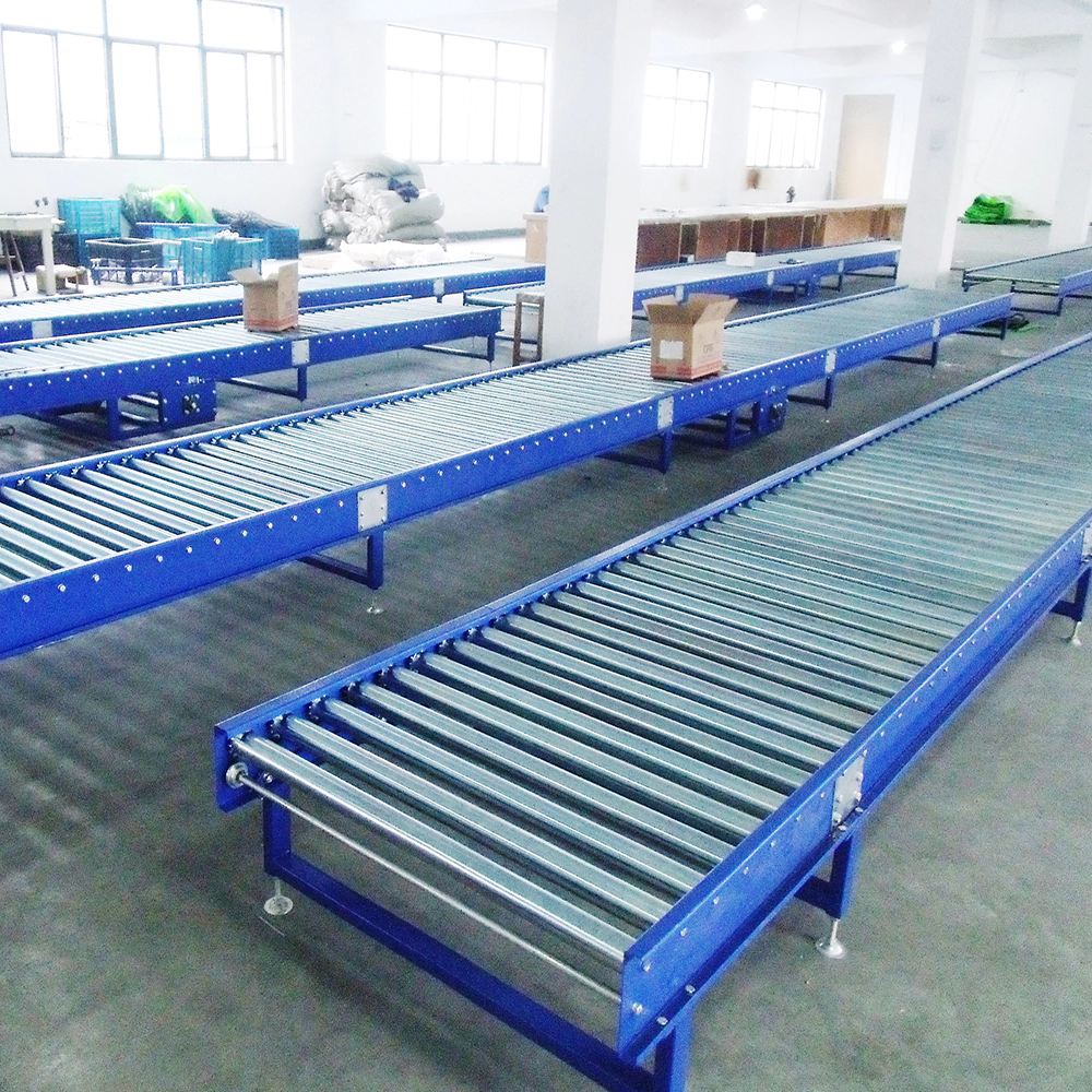 Powered heavy duty double sprocket roller conveyor for pallet
