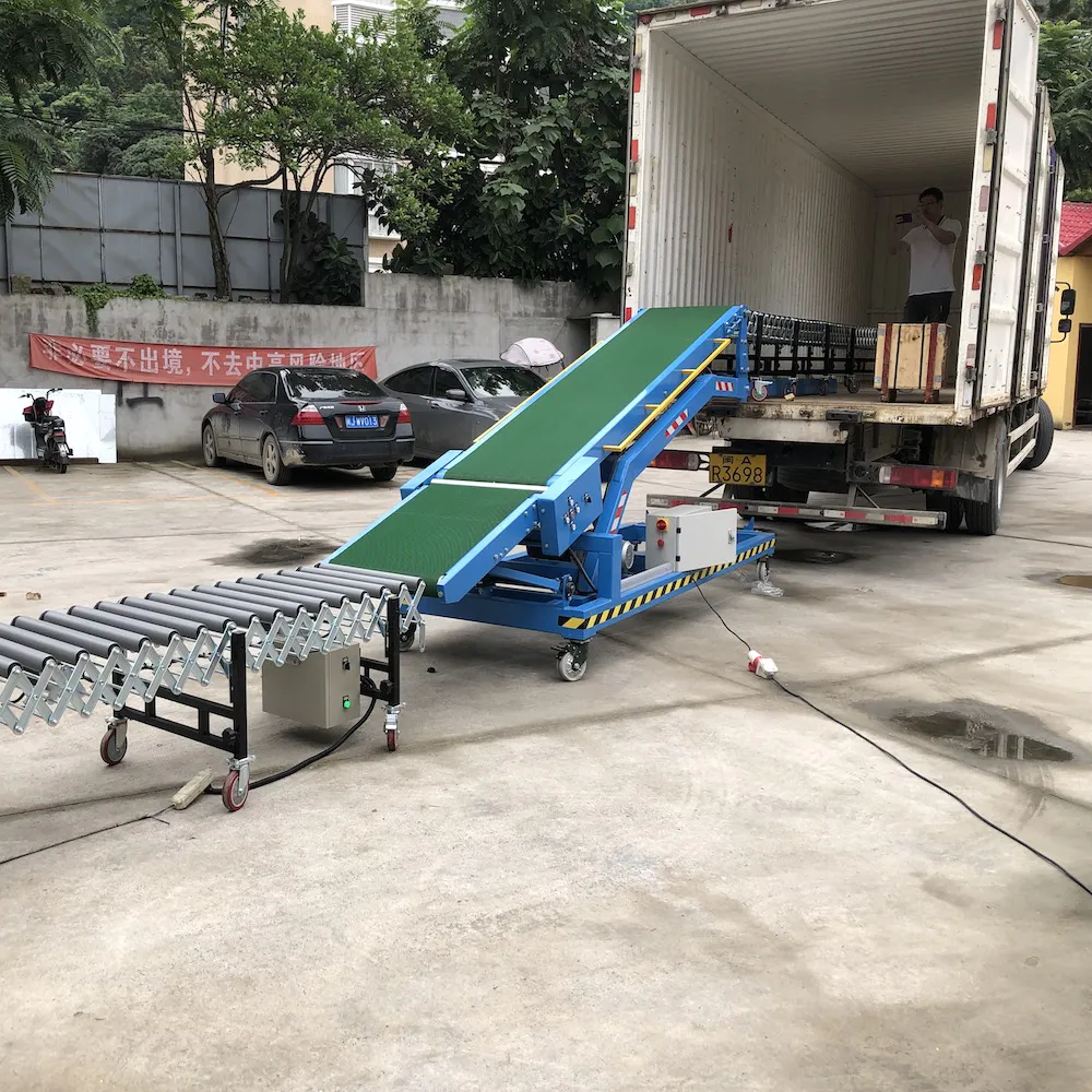 Mobile truck loading flexible conveyor 20ft container loading unloading conveyor