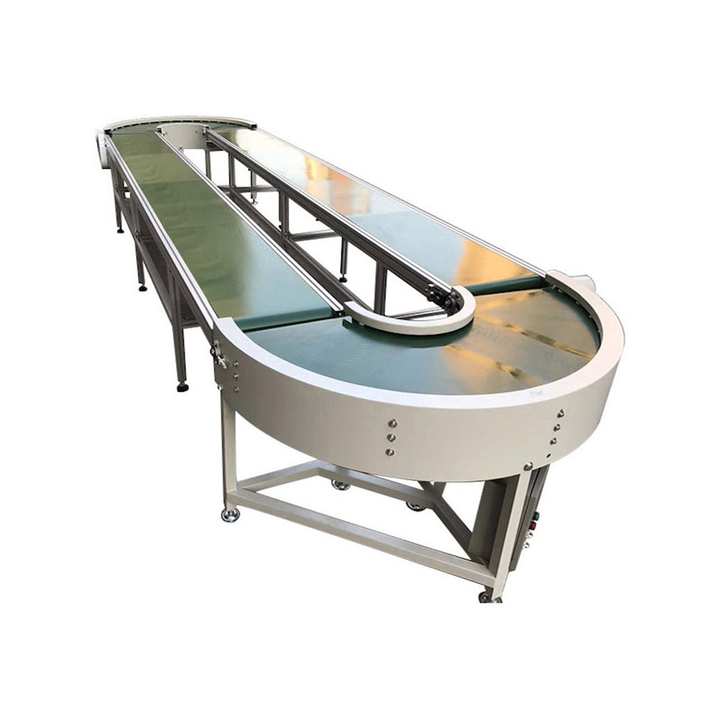 Round endless PVC belt conveyor in aluminum,steel,stainless steel frame