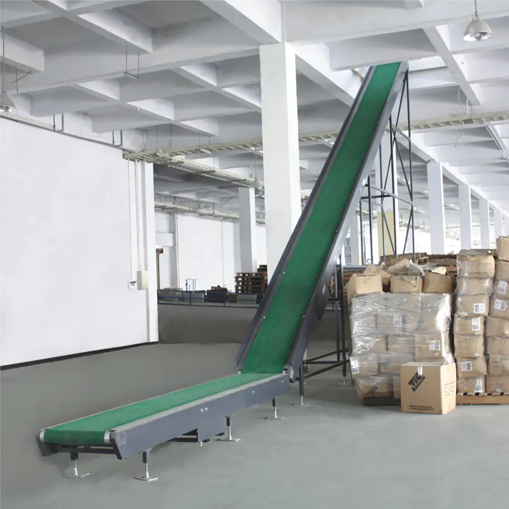 PVC inclined belt conveyor for transport cargo from ground floor to upper floor