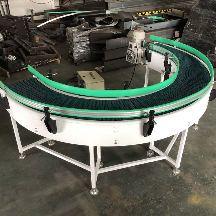 Curved plastic top Chain conveyor for food industry