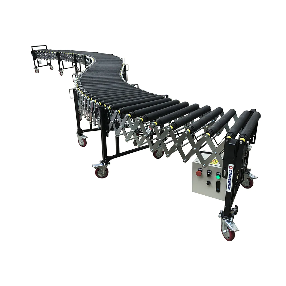 Well designed electric power retractable flexible expandable roller conveyor for loading and unloading