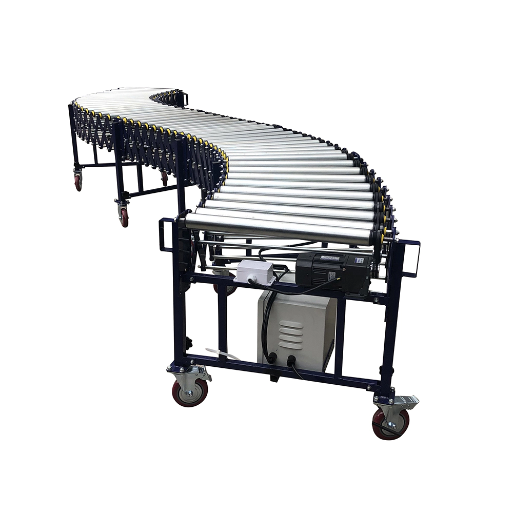 Flexible extendable motorized roller conveyor