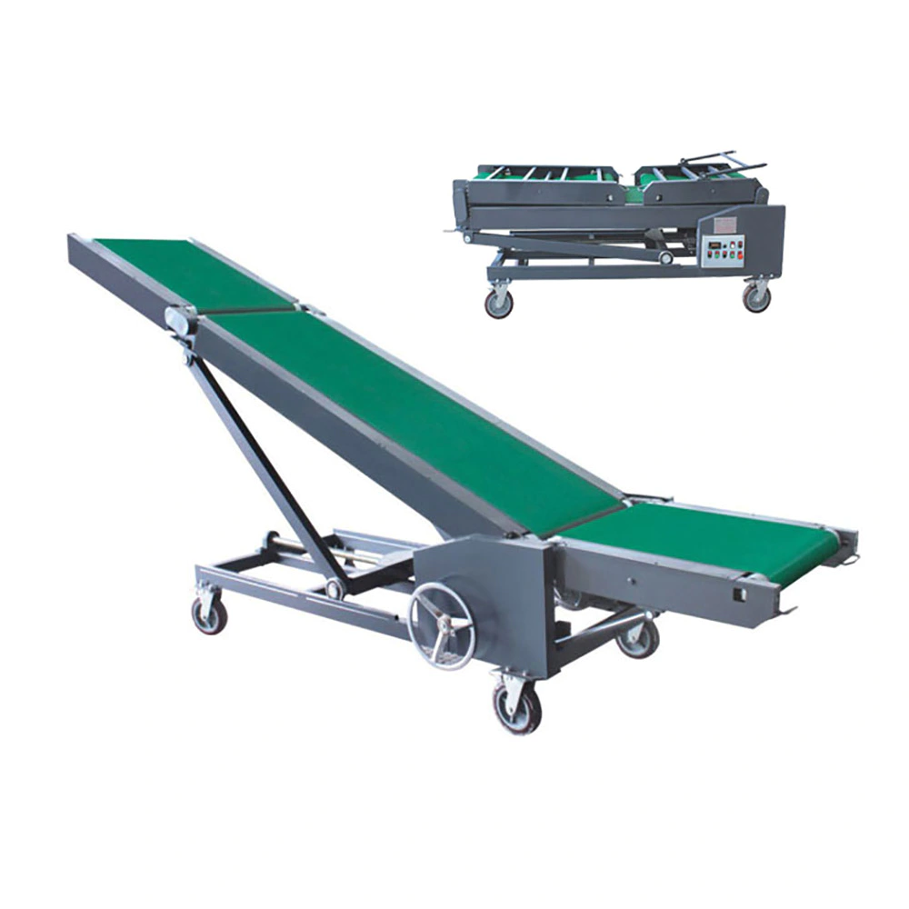 Folding conveyor belt portable adjustable loading conveyor