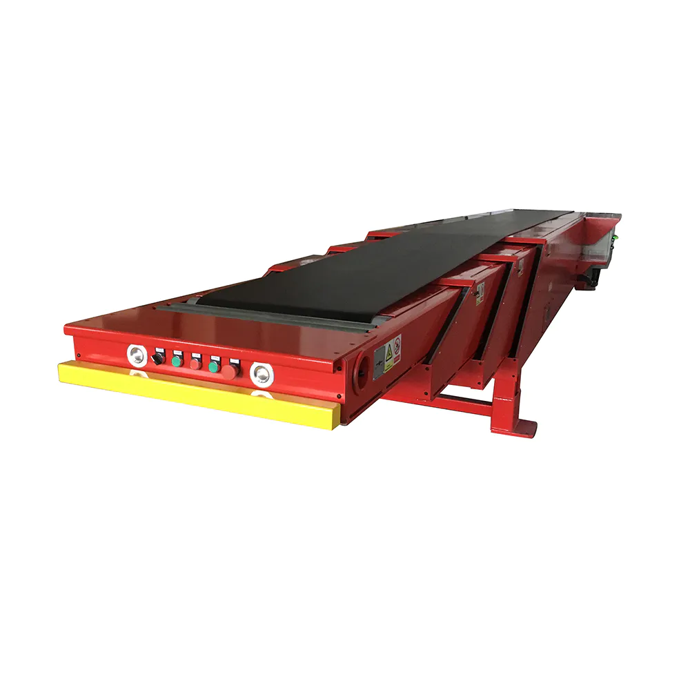 Extendable truck loading conveyor belt system for 20ft and 40ft containers