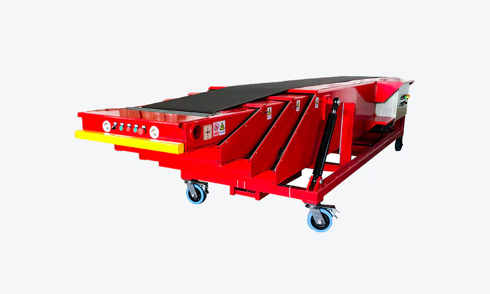 6-12m Movable telescopic belt conveyor with hydraulic lift for 40ft container loading unloading
