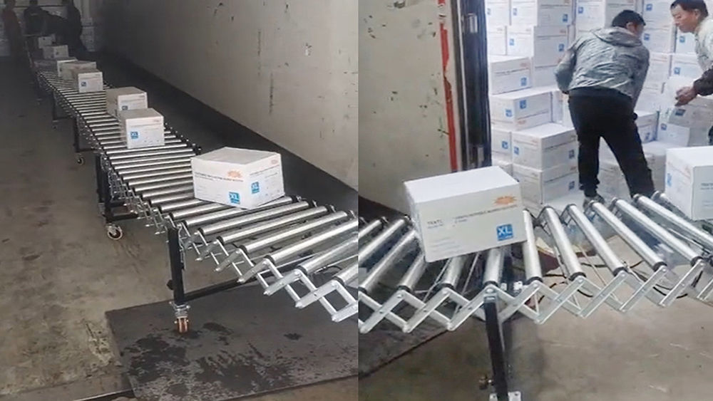 Warehouse flexible expandable powered roller conveyor