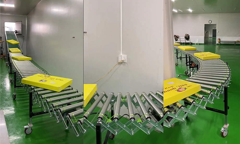 Warehouse extendable motorized roller conveyor