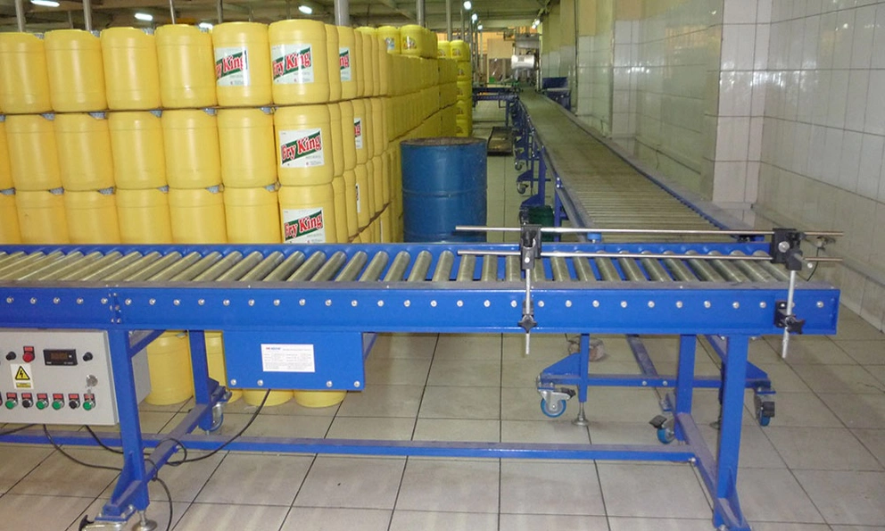 Edible oil jerry cans storage line/Powered Roller Conveyor