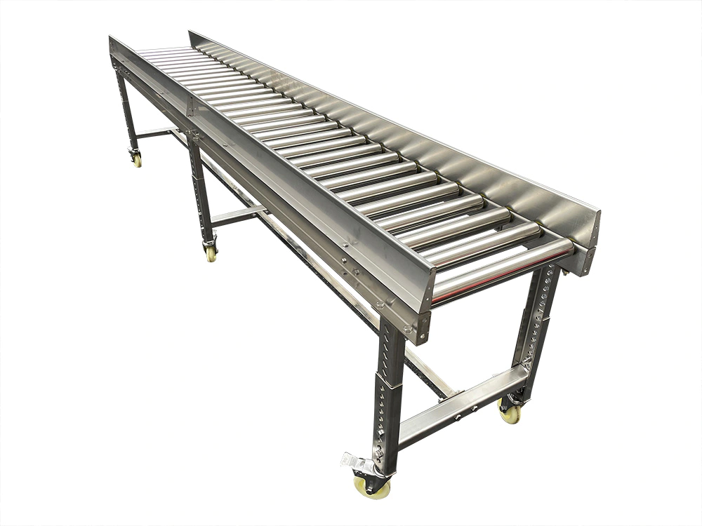 Gravity SUS304 Roller Conveyor with adjustable height