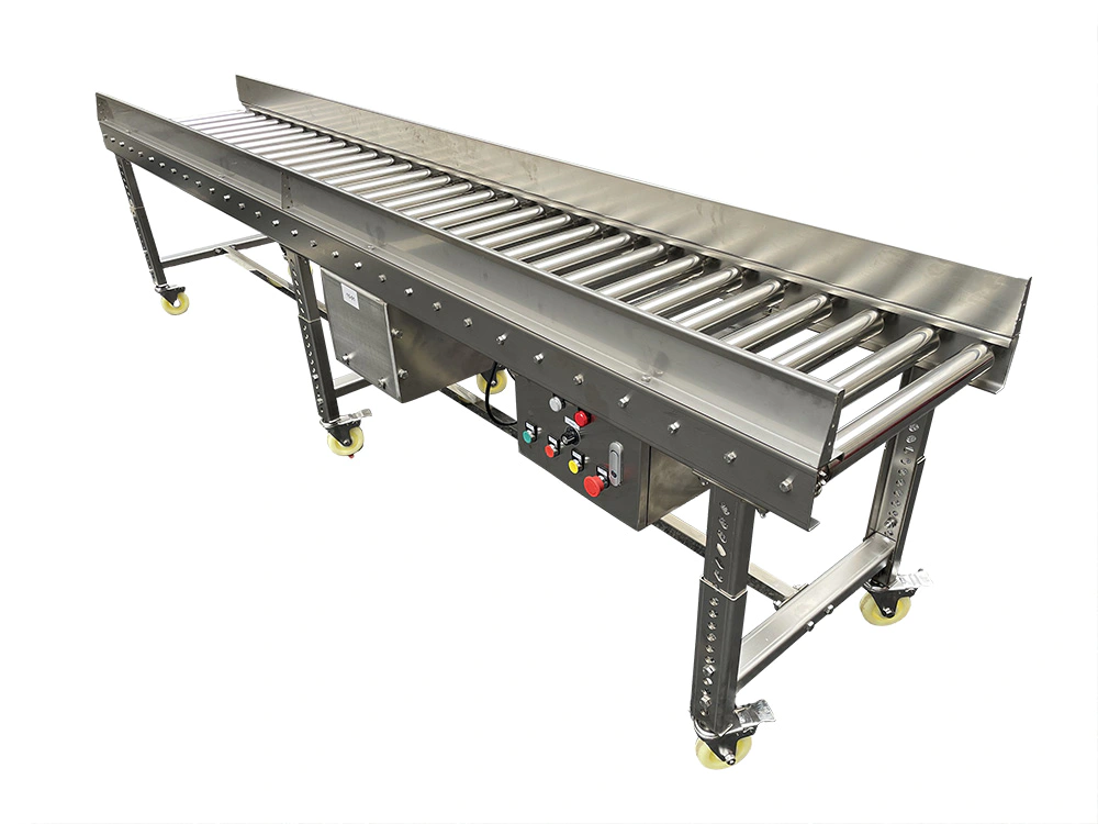 Movable Motorized Stainless Steel 304 Roller Conveyor